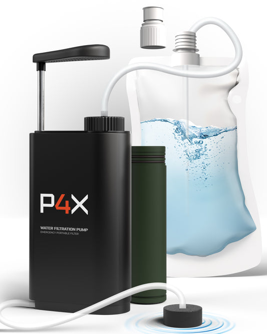 P4X Portable Water Filter Hand Pump - Premium Camping Water Filter and Purification System for Survival