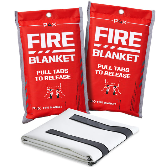 PREPARED4X Emergency Fire Blankets for Home - Fiberglass Protection Flame Smoke Suppression Blankets (2-Pack)