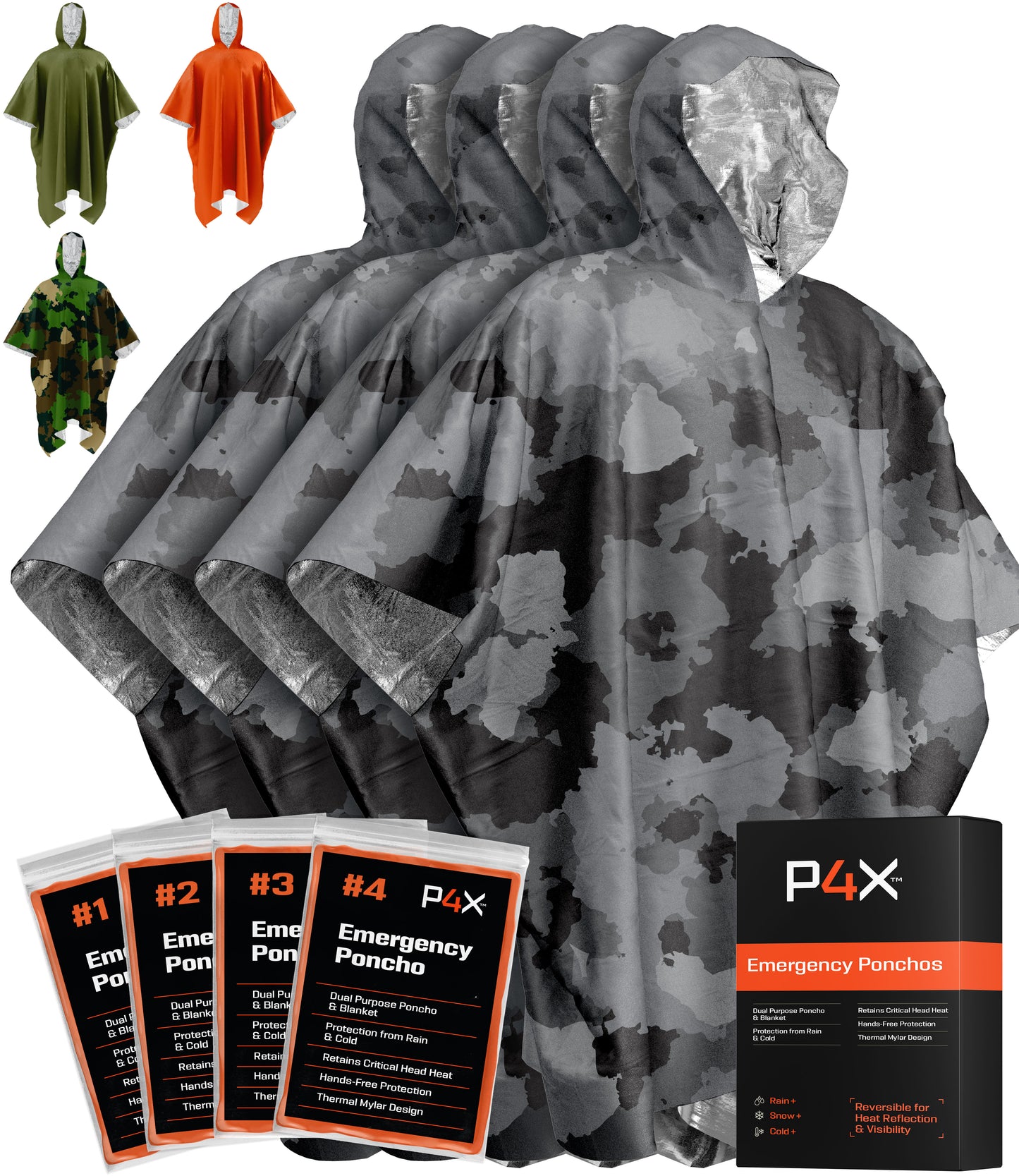 PREPARED4X Mylar Emergency Poncho