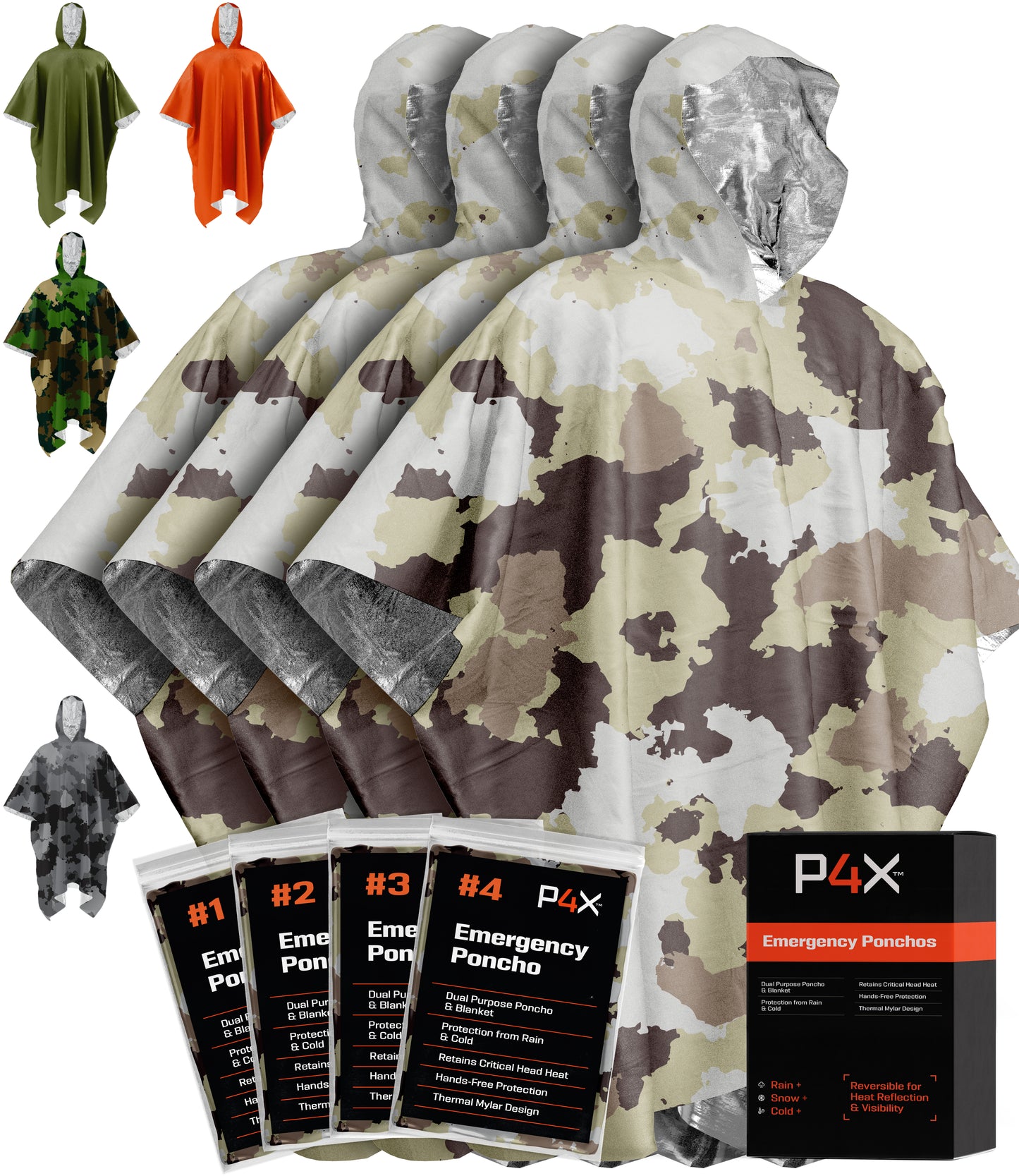 PREPARED4X Mylar Emergency Poncho