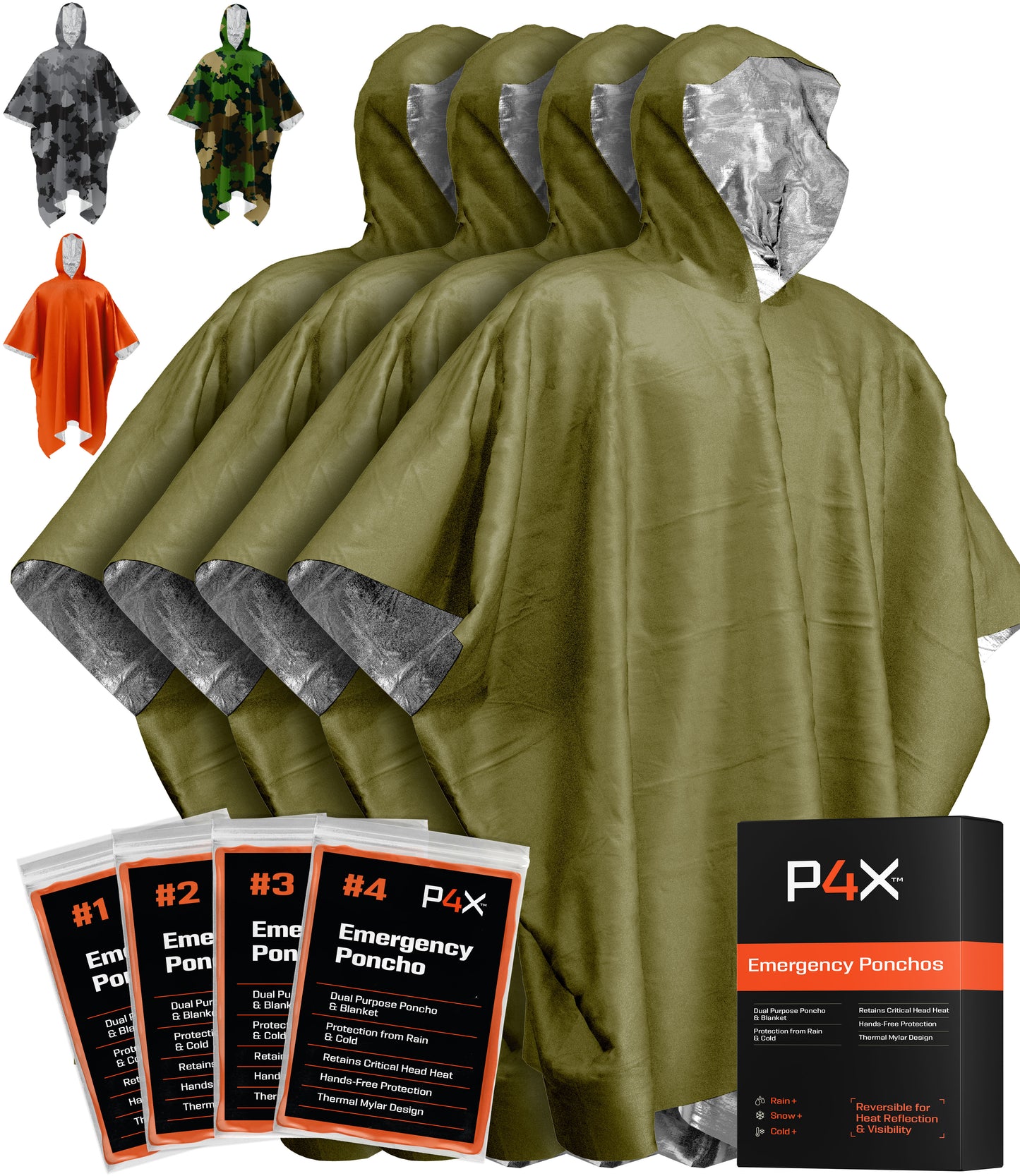 PREPARED4X Mylar Emergency Poncho