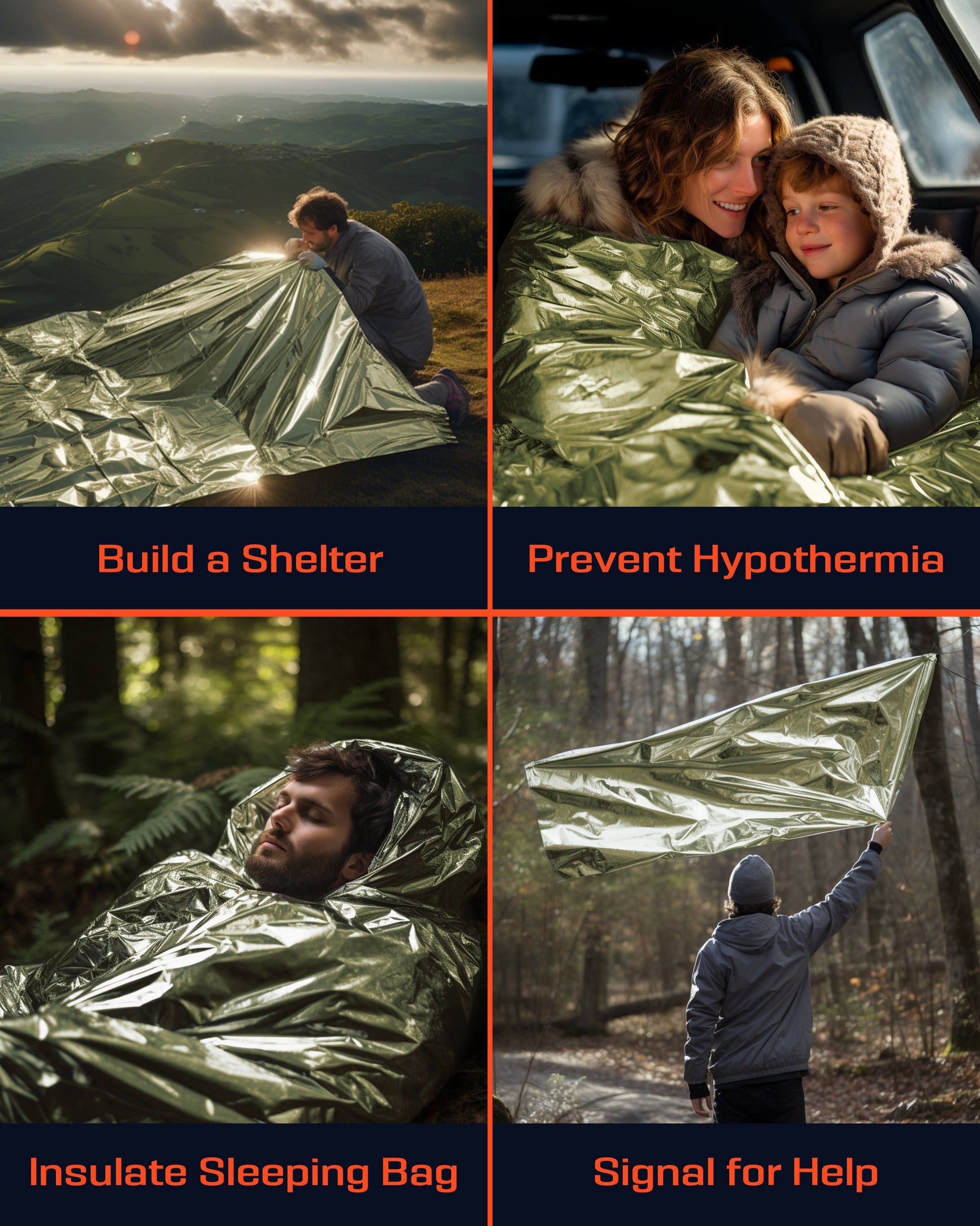 Emergency Blanket Shelter Signal Thermal Survival Safety Insulating Mylar  Heat