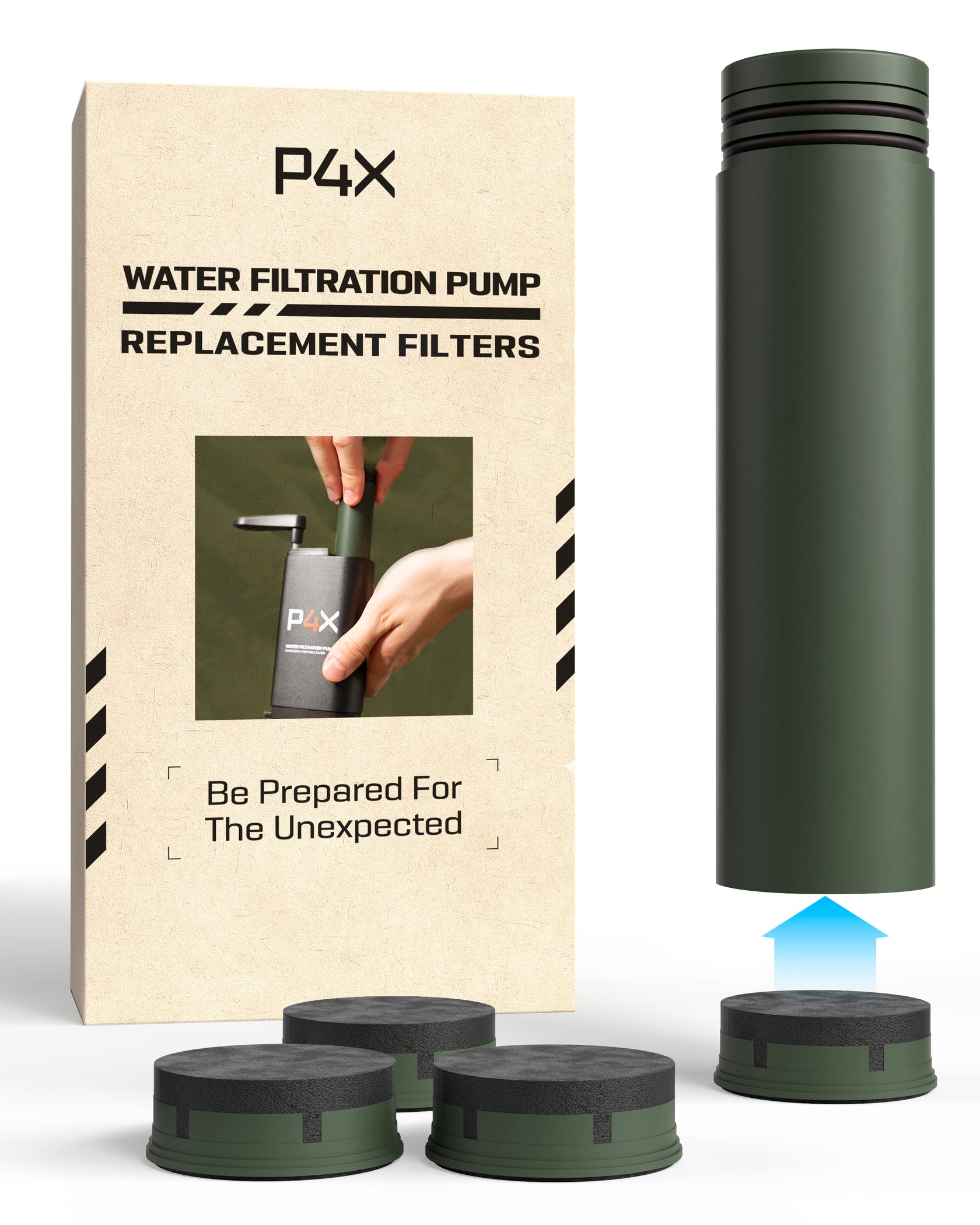 P4X Portable Water Filter Hand Pump Premium Camping Water Filter and