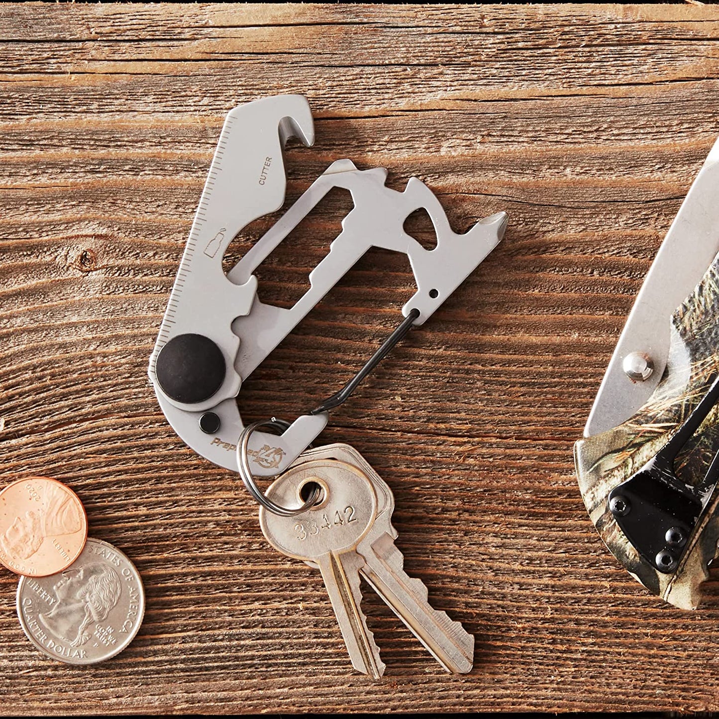 PREPARED4X 10-in-1 Multitool Carabiner Keychain EDC